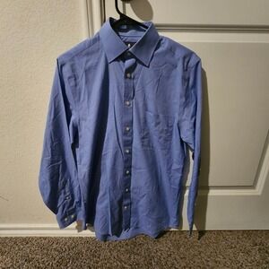 Stafford Mens Regular Fit Blue Easy Care Broadcloth Long Sleeve Dress Shirt 14.5